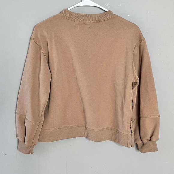 Mod Ref Womens Oversize Pullover Sweatshirt Ribbed Trim Sz S Brown Casual Comfy - Picture 6 of 14